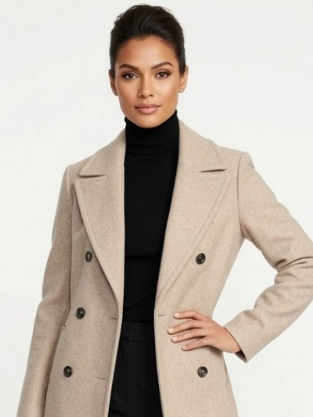 Old Navy Tailored Double-Breasted Coat in Beige (Size:medium)